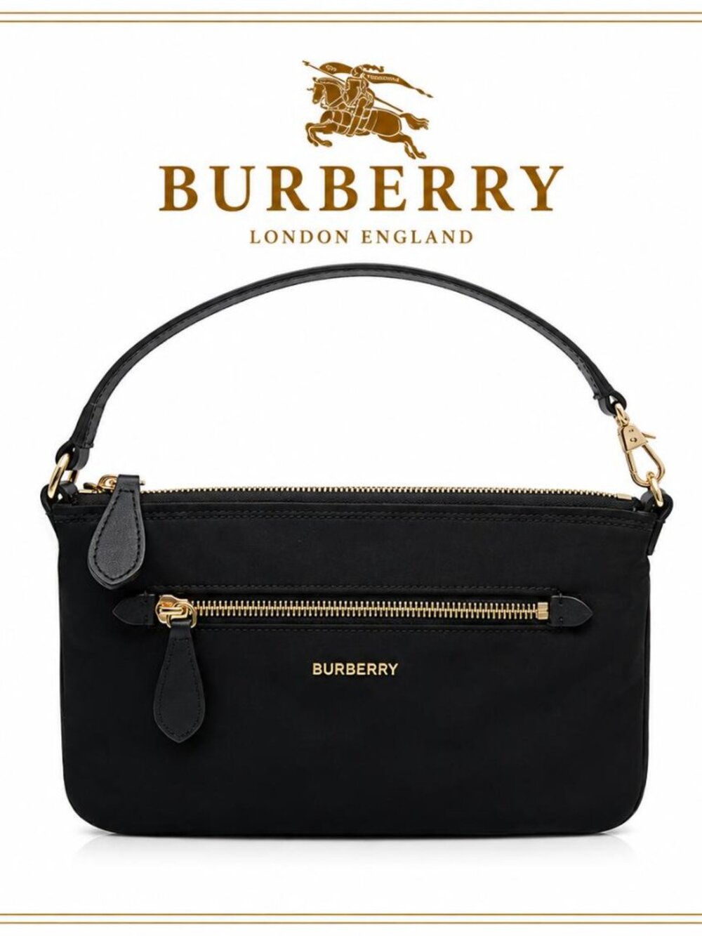 Burberry NWT Authentic Black Nylon Mini Pochette Bag